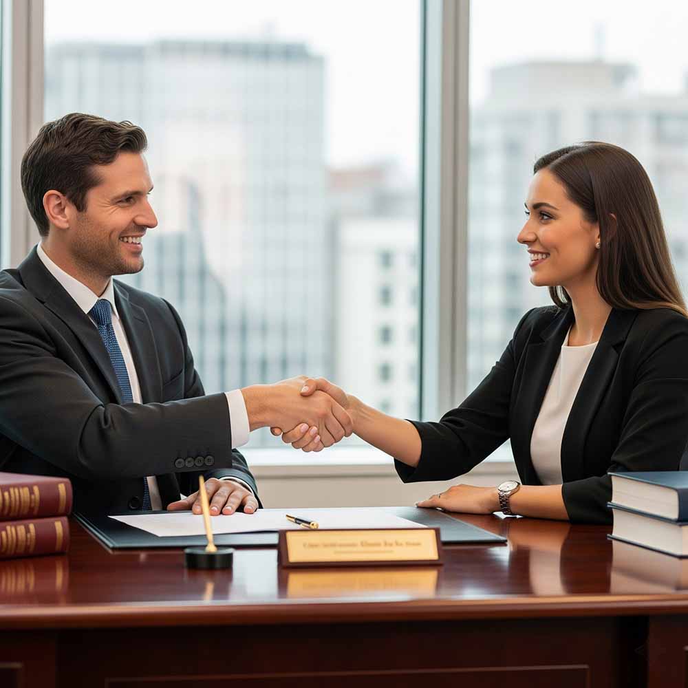 Marketing concept for converting law firm website visitors into active clients.