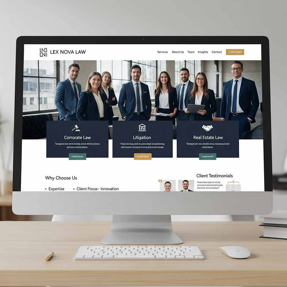 Sleek and professional modern website design for a contemporary law firm.